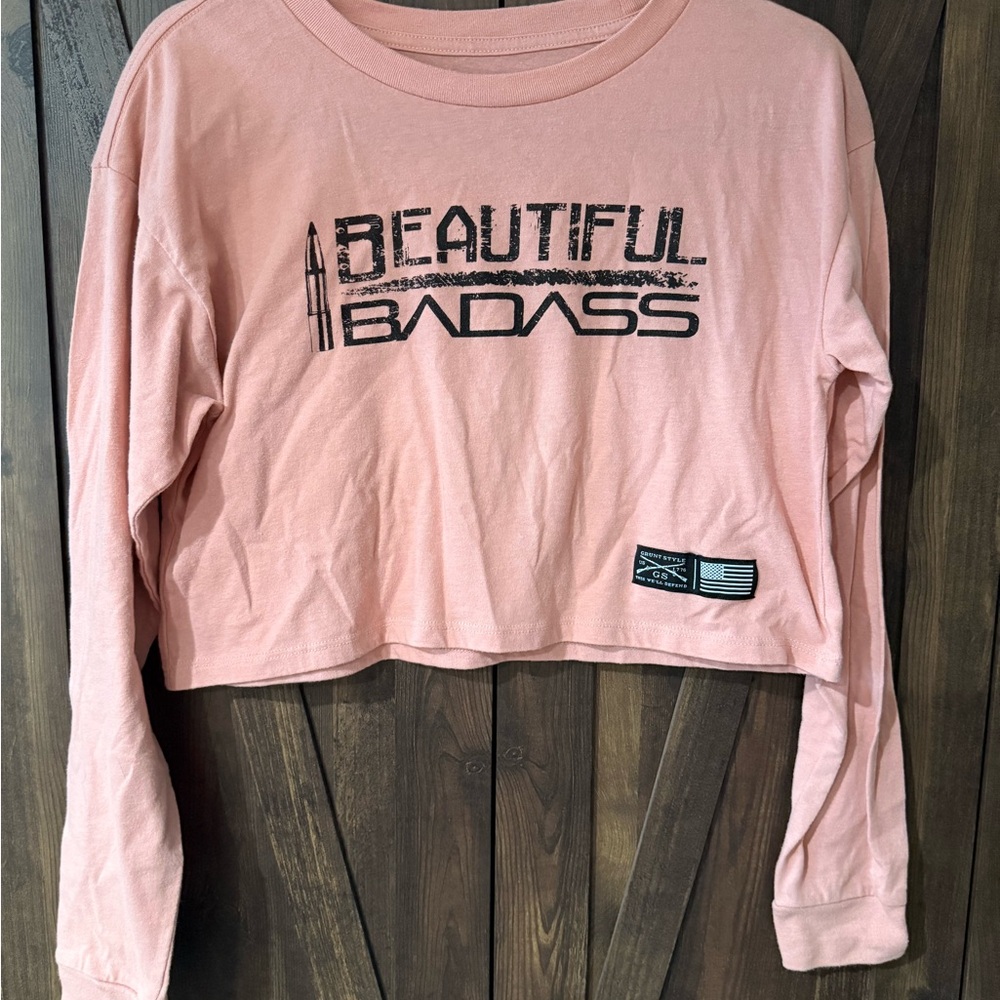 Grunt Style Beautiful Badass Pink Crop Top